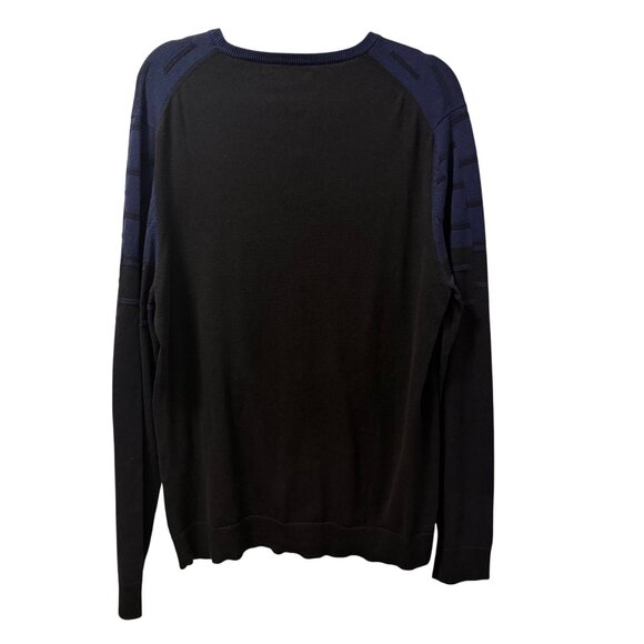 Alfani Mens V-Neck Blue & Black Textured Sweater Sz L 100% Cotton sweater. NWOT - Picture 6 of 12